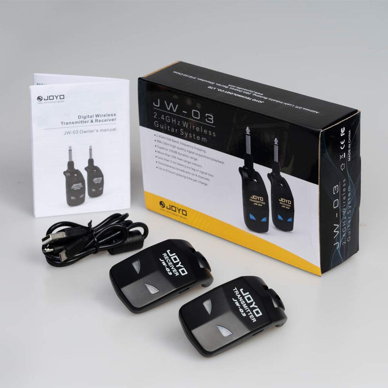  [AUSTRALIA] - JOYO 2.4GHz Wireless Guitar System 4 Channels Rechargeable Audio Wireless Transmitter Receiver for Guitar Bass Electric Instruments (JW-03)