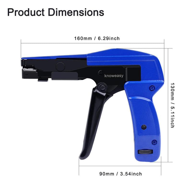 [AUSTRALIA] - Cable Tie Gun,Knoweasy Fastening Cable Tie Tool,Die-Cast Steel Flush Cut Zip Tie Gun with Steel Handle for Nylon Cable Tie,7 Inches Length Blue