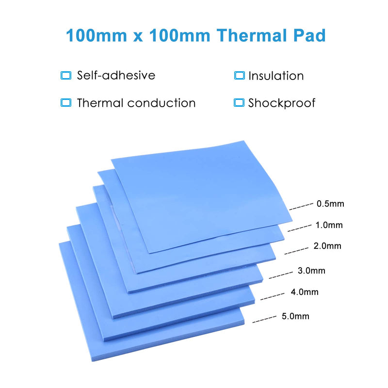 Marame 100x100mm 3mm Thickness Blue Soft Silicone Thermal Conductive Pads Heatsink IC Chipset Northbridge for CPU GPU Heatsink 100mm * 100mm * 3.0mm(1PCS) - LeoForward Australia
