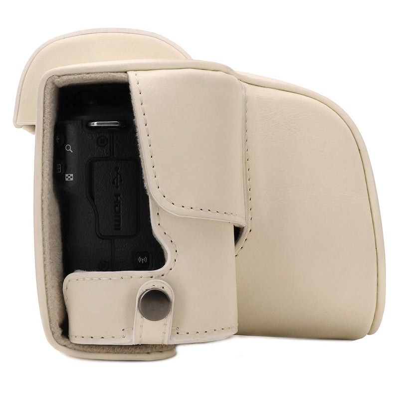  [AUSTRALIA] - MegaGear Ever Ready Leather Camera Case Compatible with Canon EOS M50 Mark II (15-45mm), M50 (15-45mm) White