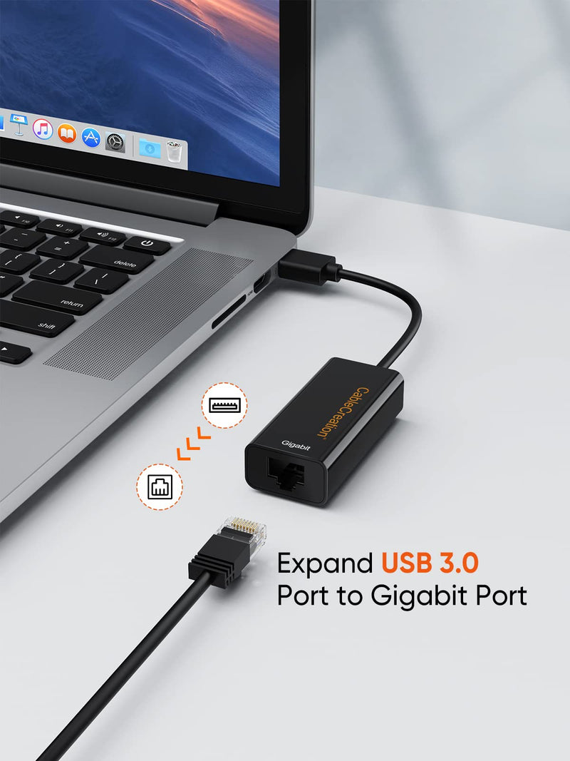  [AUSTRALIA] - USB to Ethernet Adapter, CableCreation USB 3.0 to 10/100/1000 Gigabit Wired LAN Network Adapter Compatible with Nintendo Switch, Windows, MacBook, macOS, Mac Pro Mini, Laptop, PC and More Black-1Pack