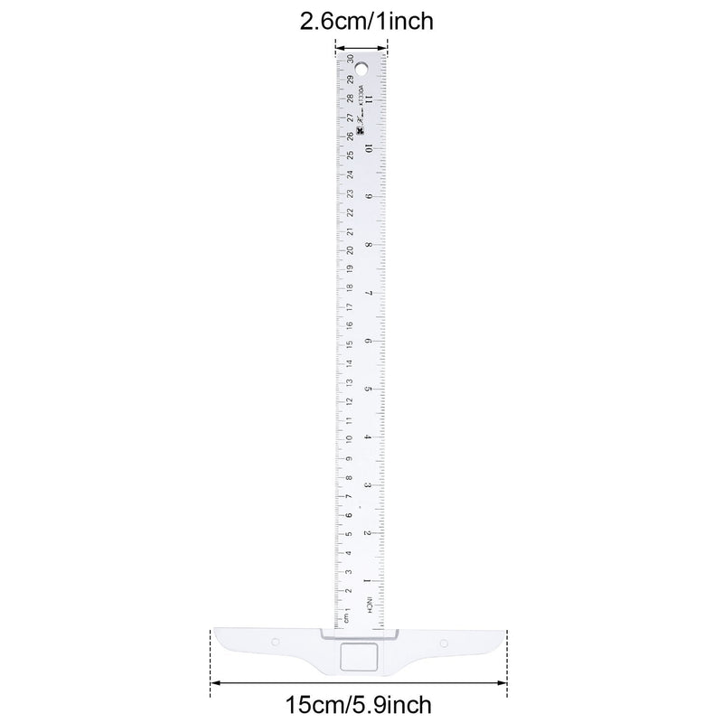  [AUSTRALIA] - Pangda 12 Inch/ 30 cm Junior T-Square Plastic Transparent T-Ruler for Drafting and General Layout Work (1) 1