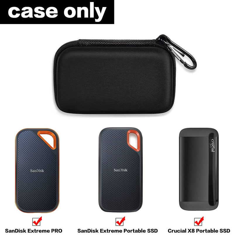 Hard Case Compatible with SanDisk Extreme PRO 500GB/ 1TB/ 2TB/ 4TB Portable External SSD and Compatible with Crucial X8 Portable SSD. Carrying Travel Holder for USB Cables. (Box Only) - LeoForward Australia