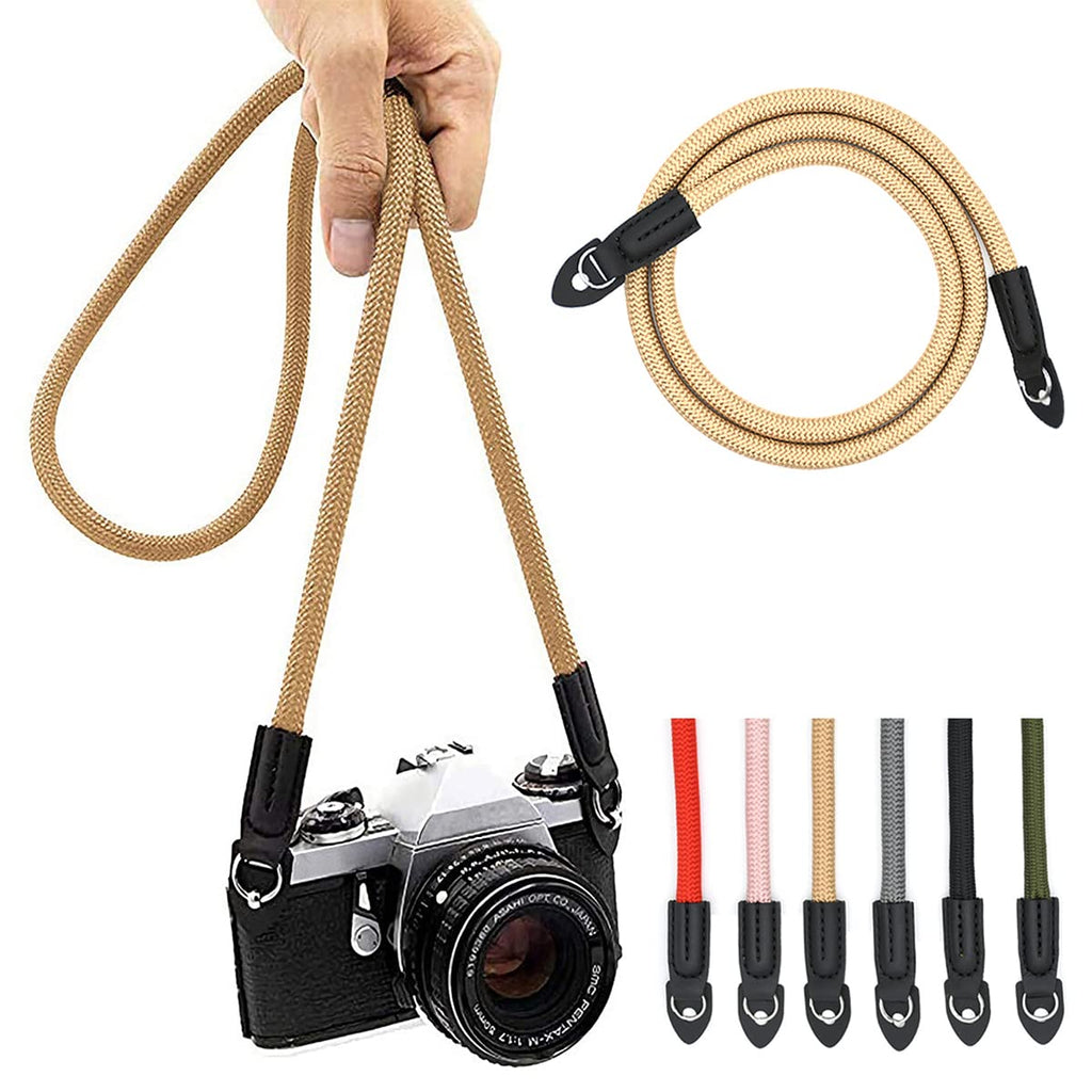  [AUSTRALIA] - Eorefo Camera Strap Vintage 100cm Nylon Climbing Rope Camera Neck Shoulder Strap for Micro Single and DSLR Camera(Brown) Brown