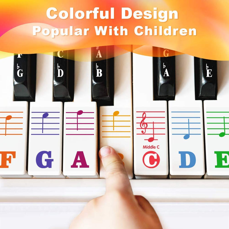 Kids Piano Keyboard Stickers for 88/61/54/49/37 Key. Colorful Large Bold Letter Piano Stickers Perfect for kids Learning Piano. Multi-Color,Transparent,Removable 88 Keys Super Large Letter Full-Colored - LeoForward Australia