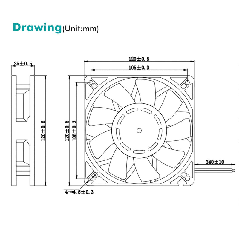  [AUSTRALIA] - Wathai 120mm x 25mm 12V High Air Pressure Fan Dual Ball High Speed DC Brushless Cooling Fan