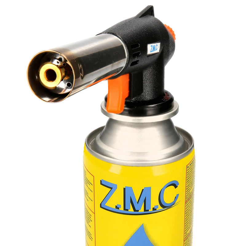  [AUSTRALIA] - ZMC gas burner + 8x gas cartridges 227g, flame burner up to 1300°C, Bunsen burner 1.3kW, soldering burner, kitchen burner with adjustable flame, blowtorch burner attachment, gas burner, gas lighter with 8x gas