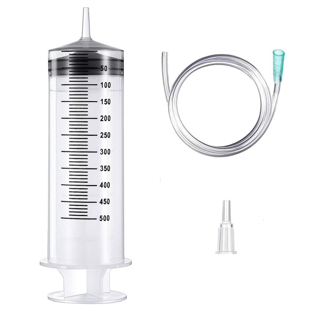  [AUSTRALIA] - 500ml Syringe Large Syringes with Hose for Science Labs Without Needle for Refilling and Measuring Oil Glue Applicator of Liquids Feeding Pets Scientific Laboratories