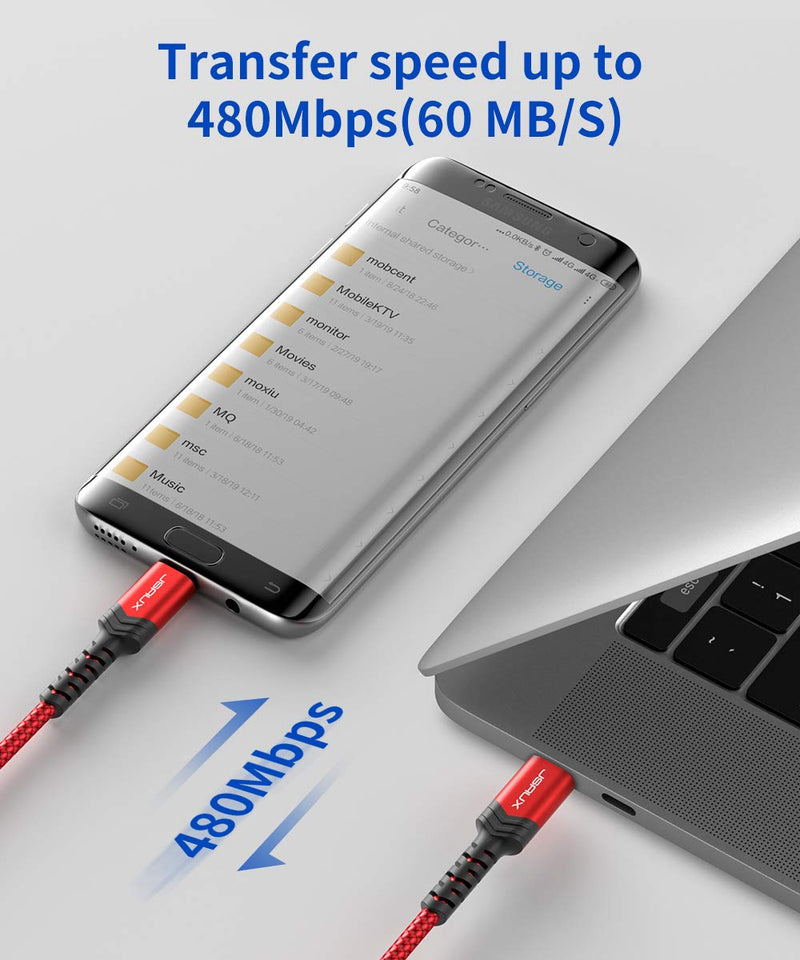USB C to Micro USB Cable 6.6FT, JSAUX Type C to Micro USB Charger Braided Cord， Support Charge & Sync Compatible with MacBook (Pro),Galaxy S8, S9, S10, Pixel 3 XL, 2 XL and Micro USB Devices- Red/2M - LeoForward Australia