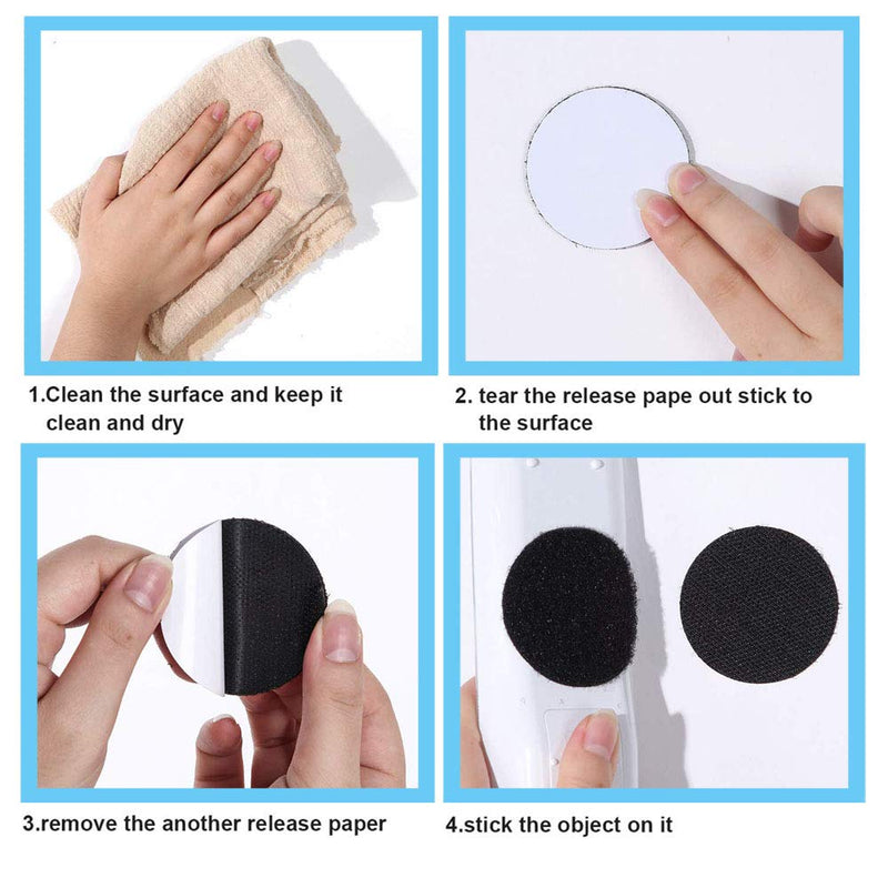  [AUSTRALIA] - 30 Pairs Round Type Self Adhesive Tapes, 2.3 inch Hook Loop Interlocking Dots, Fastening Mounting Double Sided Sticky Tape with Sticky Backing Tape, Black/White