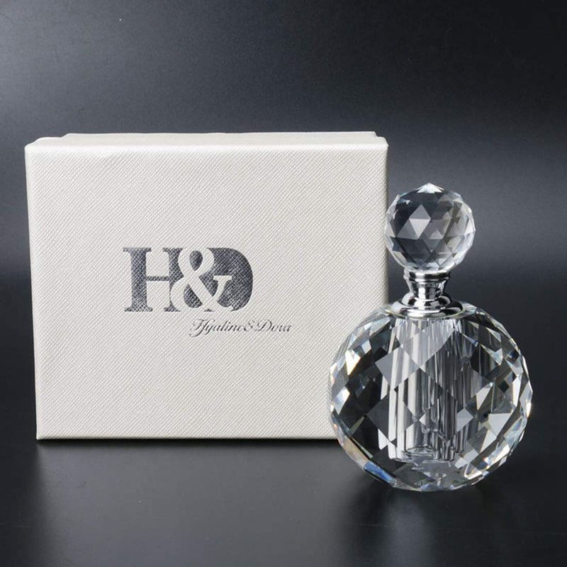 H&D Crystal Art Deco Vintage Style Perfume Bottles Empty Glass Refillable 10ml Clear - LeoForward Australia