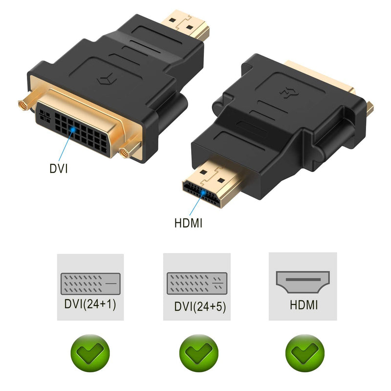  [AUSTRALIA] - Rankie 2-Pack HDMI (Male) to DVI (Female) Adapter (Black)