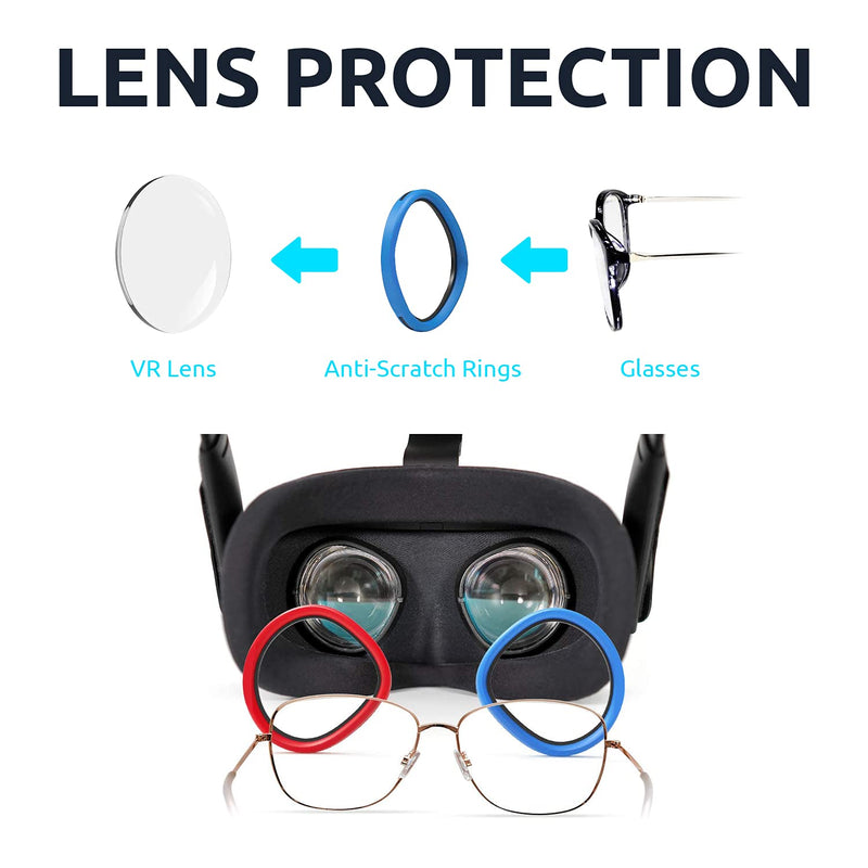  [AUSTRALIA] - Olixar Lens Protectors for Oculus Quest 2 VR Headset - Prevent your Glasses from Scratching your Oculus Quest 2 Lenses - 3 Sizes Included, Use your Favourite Pair - Red & Blue