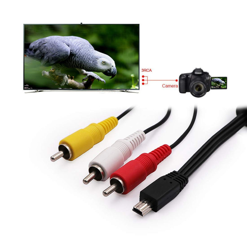  [AUSTRALIA] - Mini USB to 3 RCA Cable AV Stereo Audio Video Cable Replacement for Canon AVC-DC400ST Canon EOS 7D, 60D, 60Da,70D,100D,550D, 600D, 650D, 700D & Canon EOS Rebel SL1, T2i, T3i, T4i, Digital SLR Camera