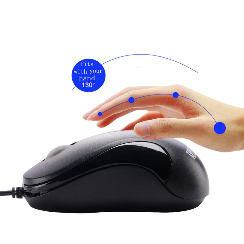Computer Mouse 2 Pack Mini USB Mouse for Laptop Designed USB Optical Wired Mice for Office and Home use Compatible with Computer Laptop PC Desktop Windows 7/8/10/XP Vista and Mac Black Color by SOONGO BlackDouble - LeoForward Australia