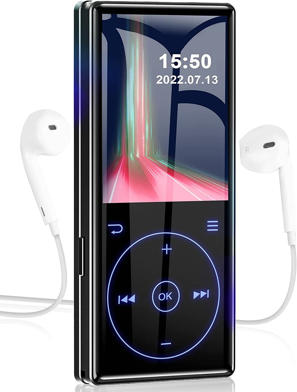  [AUSTRALIA] - 48GB MP3 Player with Bluetooth 5.0: Portable Lossless Sound Music Player with HD Speaker,2.4" Screen Voice Recorder,FM Radio,Touch Buttons,Support up to 64GB for Sport, Earphones Included Black