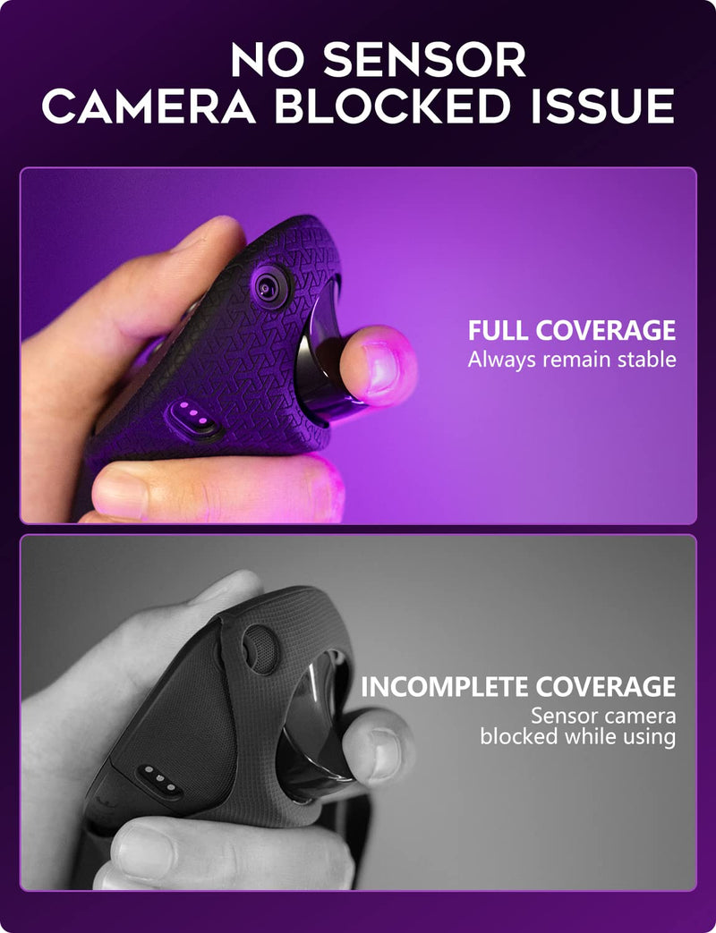  [AUSTRALIA] - DESTEK CB2 Controller Grips with Charging Adapter for Meta Quest Pro Accessories, Touch Silicone Anti-Slip Protection (Attached NOT Compatible Compact Travel Charger), Black