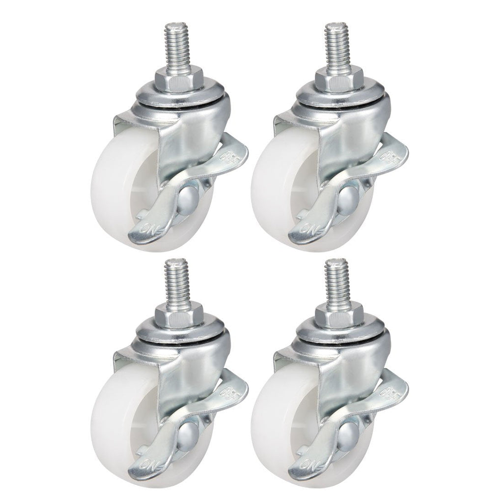  [AUSTRALIA] - uxcell 1.5 Inch Swivel Caster Wheels PP 360 Degree Threaded Stem Caster Wheel with Brake M8 x 15mm, 99lb Total Load Capacity, Pack of 4