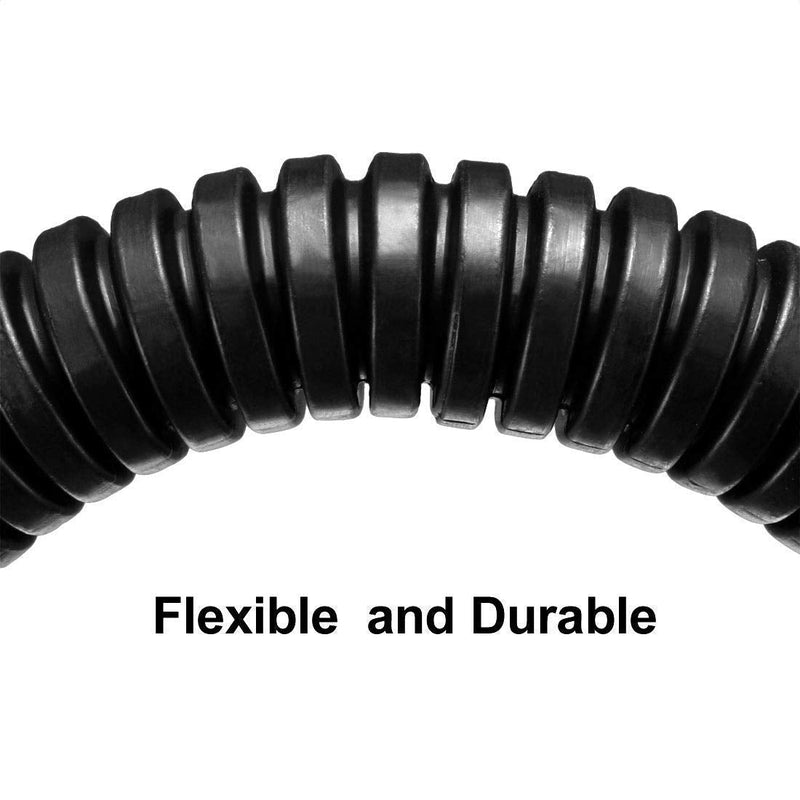  [AUSTRALIA] - YXQ 40FT 1/4'' ID Corrugated Tubing Not-Split Bellows Wire Loom Pipe Flexible Hose Conduit Tube Liquid Cable Cover Sleeve Black PE Plastic 12M 12M Length 6.5mm ID.
