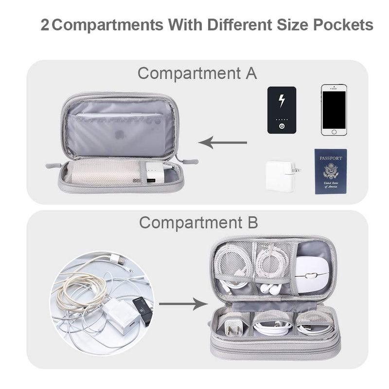  [AUSTRALIA] - DDgro Electronics Travel Organizer, Waterproof Tech Accessories Pouch Bag for Keeping Certificates/Charger/Power Bank/Cables/Mouse/Earphone/students’ stationeries Organized (Small, Light Gray) Small Light Grey