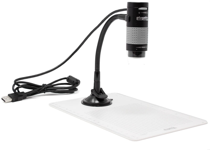  [AUSTRALIA] - Plugable USB Digital Microscope with Flexible Arm Observation Stand Compatible With Windows, Mac, Linux (2MP, 250x Magnification)