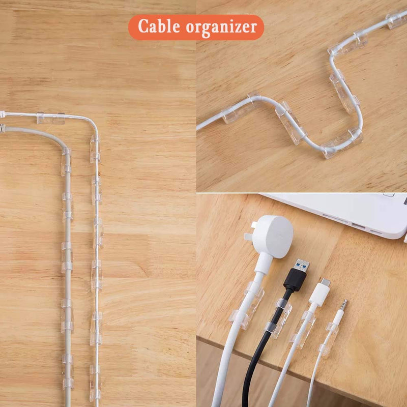  [AUSTRALIA] - 12 Packs of Adhesive Cable Clamps, Cable Organizer Clamps, Durable and Powerful Cable Management for Cars, Offices and Homes (Transparent)