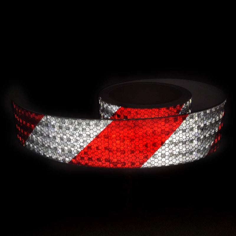  [AUSTRALIA] - Reflective Safety Tape Red & White Waterproof High Visibility 2 in X 30 FT, Reflector Conspicuity Tape for Cars Helmets Mailbox Red & White Stripe 2"x30ft