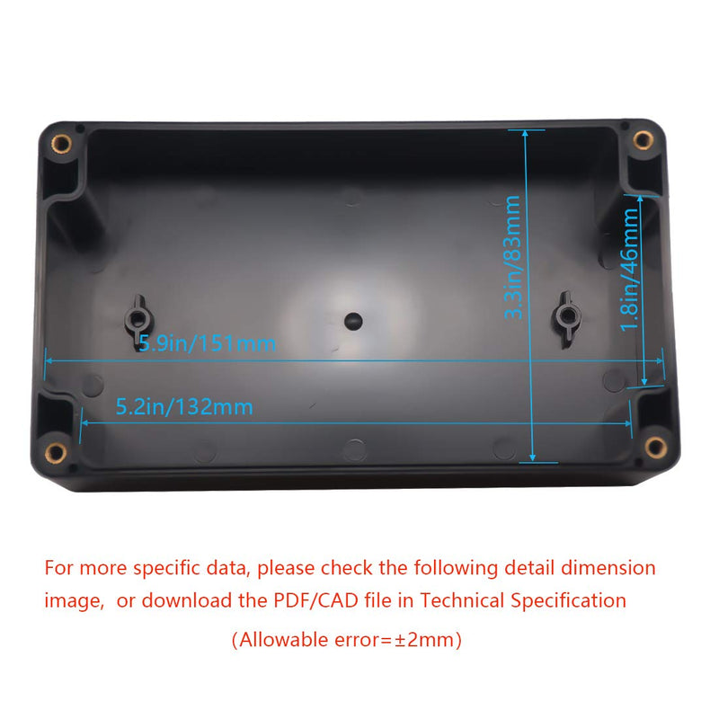  [AUSTRALIA] - Zulkit Junction Box Waterproof Dustproof IP65 ABS Plastic Project Box Universal Electrical Boxes Enclosure Black 6.22 x 3.54 x 2.36 inch (158 x 90 x 60 mm)(Pack of 2) 6.22'' x 3.54'' x 2.36''(Pack of 2)