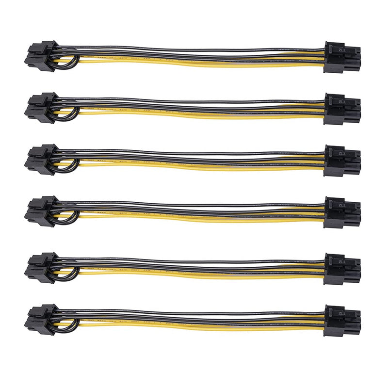  [AUSTRALIA] - XDDZ (6 Pack) 6 Pin Male to 8 Pin (6+2) Male PCIe Adapter Power Cable PCI Express Extension Cable 11.8 Inch