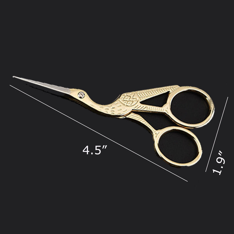  [AUSTRALIA] - BIHRTC 4.5" Stainless Steel Sharp Tip Classic Stork Scissors Crane Design Sewing Scissors DIY Tools Dressmaker Shears Scissors for Embroidery, Craft, Needle Work, Art Work & Everyday Use (Gold)