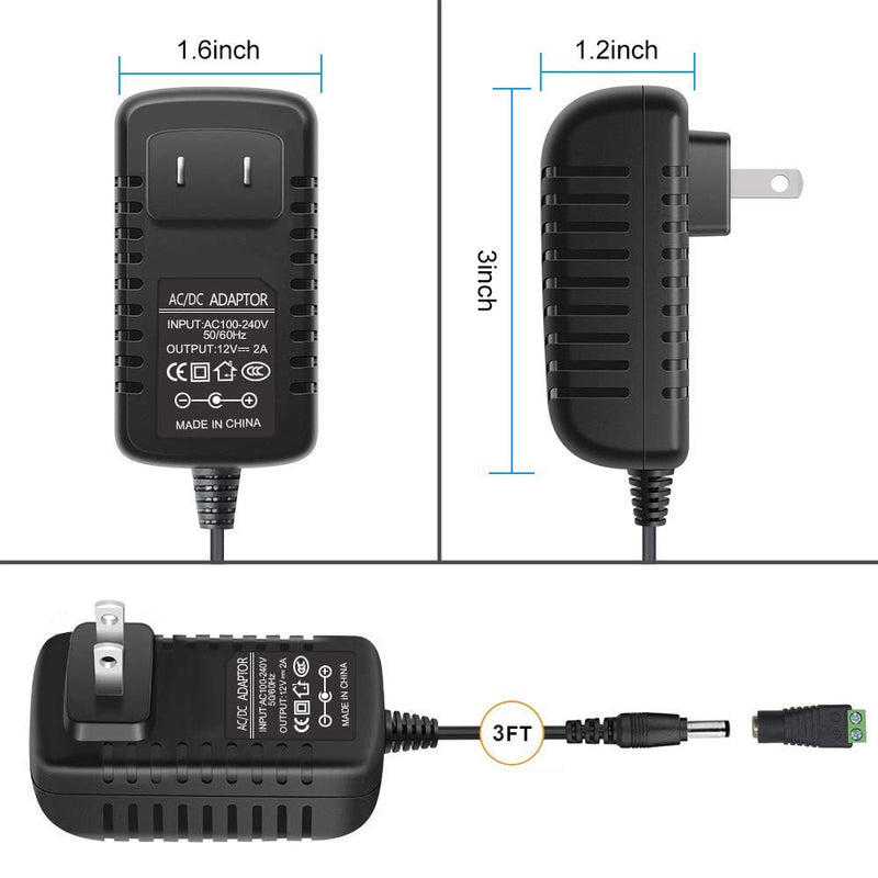  [AUSTRALIA] - inShareplus 12V Power Supply, 12 Voltage 2A 24W Switching Power Supply, Drive, Power Adapter, AC 110V to 12 Volt Power Supply for LED Strip Light with 5.5/2.1mm DC Female Barrel Connector 12V 2A