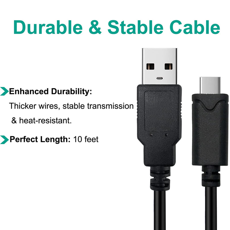  [AUSTRALIA] - USB A to USB Type C Cable 10Ft Replacement for Google Pixel 4 XL 4XL PIXEL4 USB-C Charging Cord