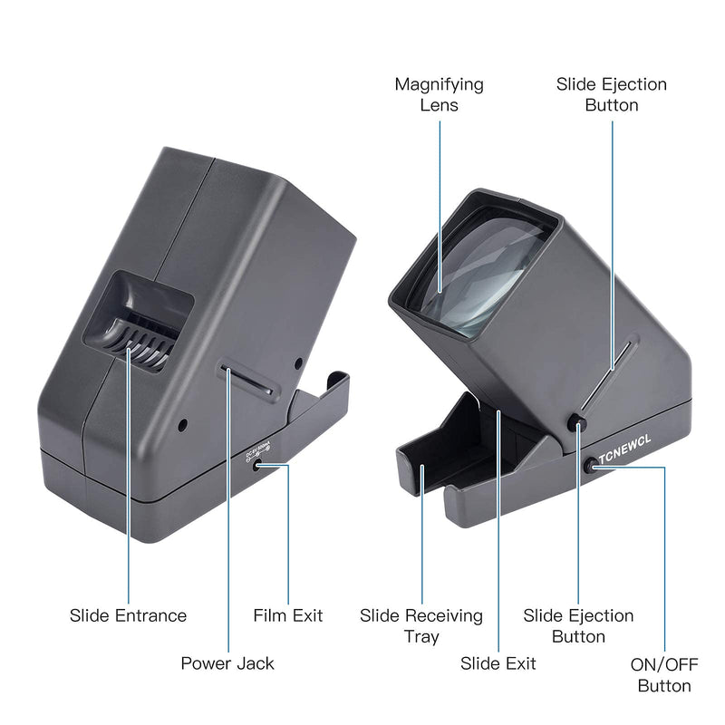 TCNEWCL 35mm Slide Viewer, 3X Magnification and LED Lighted Illuminated Viewing, Suitable for 35mm Slides and Film Negatives, Battery or USB Powered Operation - LeoForward Australia