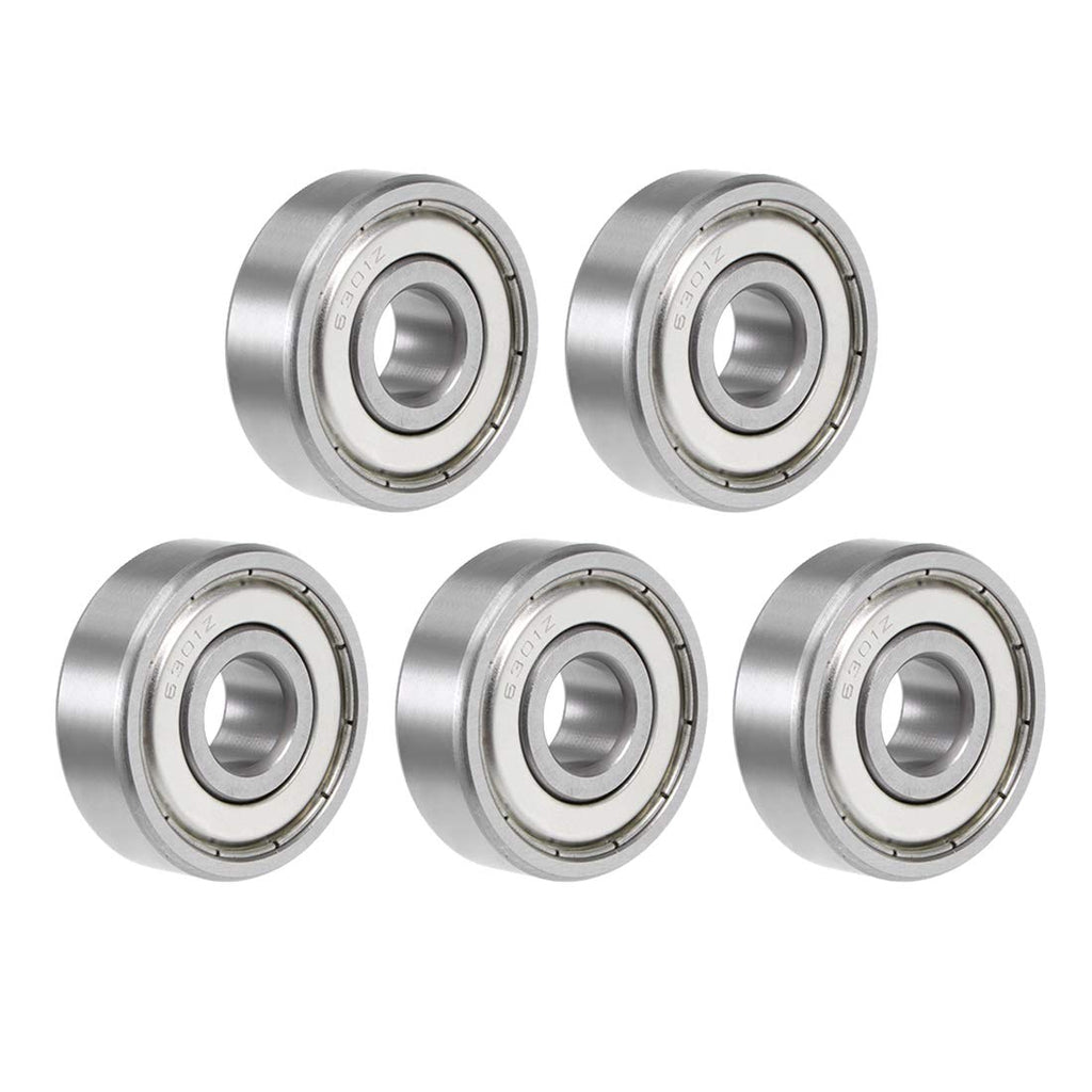  [AUSTRALIA] - uxcell 6301ZZ Deep Groove Ball Bearing 12x37x12mm Double Shielded Chrome Steel Bearings 5-Pack 12mmx37mmx12mm