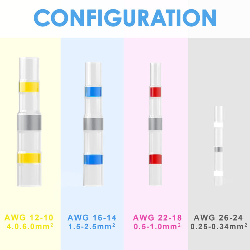 [AUSTRALIA] - 120Pcs Solder Seal Connectors, Heat Shrink Butt Connectors, Waterproof Insulated Butt Splice, Marine Grade Electrical Connectors Kit 120PCS