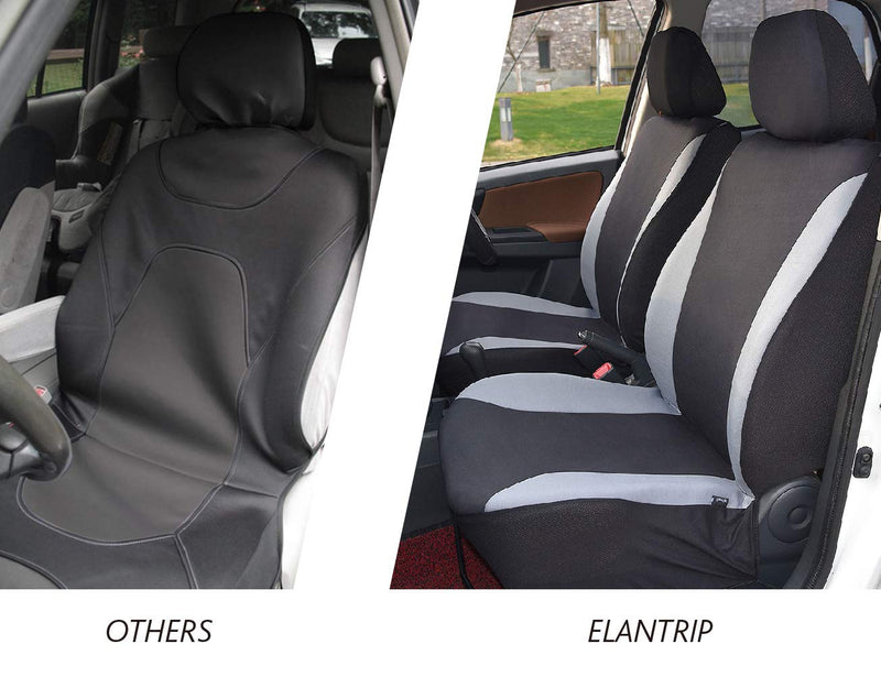  [AUSTRALIA] - Elantrip Waterproof Front Car Seat Covers Set Universal Fit Bucket Seat Protector Airbag Compatible for Cars SUV Truck, Gray and Black 2 PC