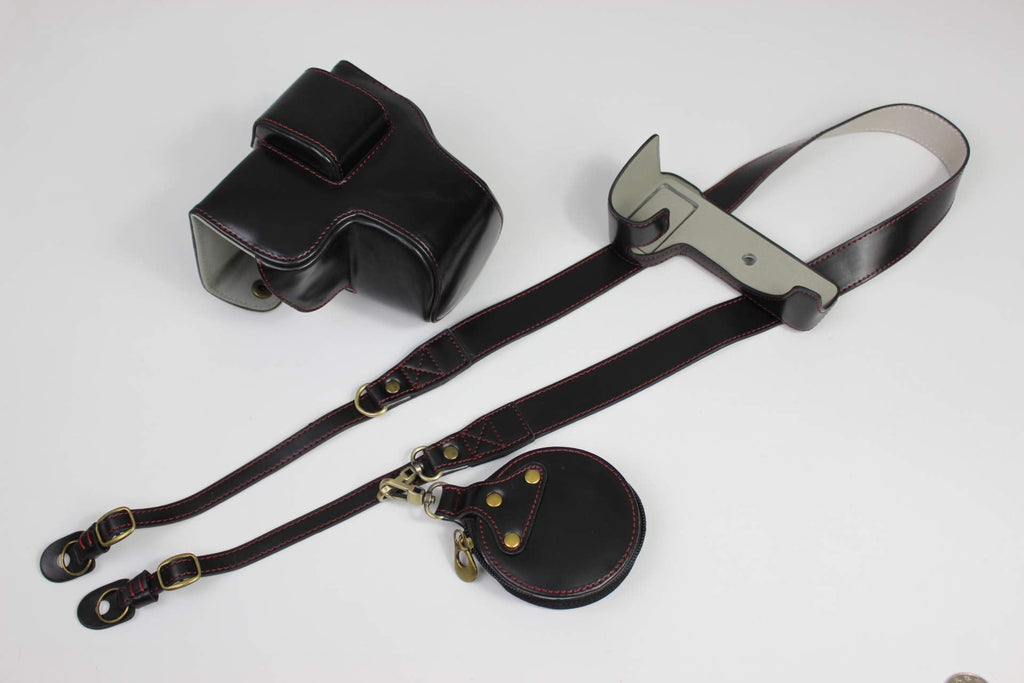  [AUSTRALIA] - X-S10 Case, BolinUS Handmade PU Leather Fullbody Camera Case Bag Cover for Fujifilm Fuji X-S10 XS10 with 15-45mm Lens Bottom Opening Version + Neck Strap + Mini Storage Bag (Black) Black