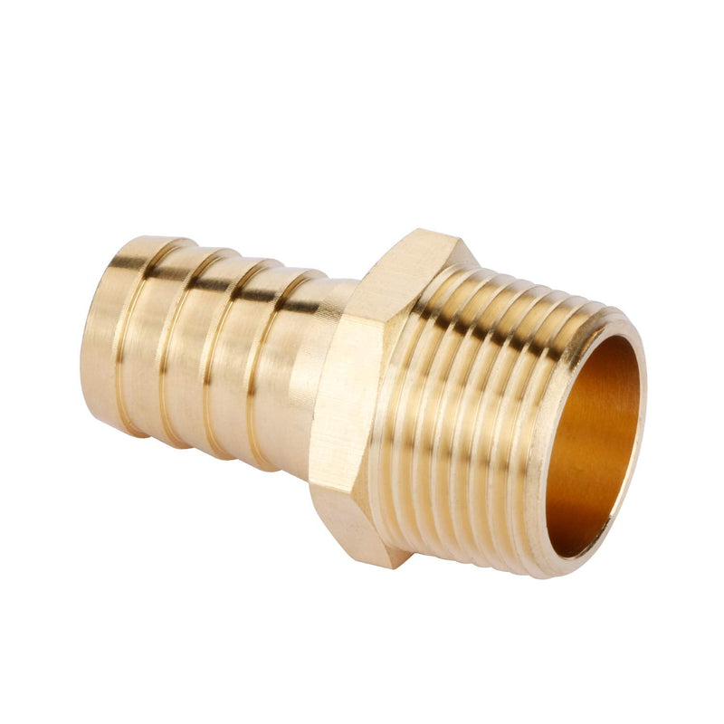  [AUSTRALIA] - U.S. Solid Brass Hose Fitting, Adapter, 3/4" Barb x 3/4" NPT Male Pipe Fittings 3/4" Barb x 3/4" NPT Male, 1 pcs