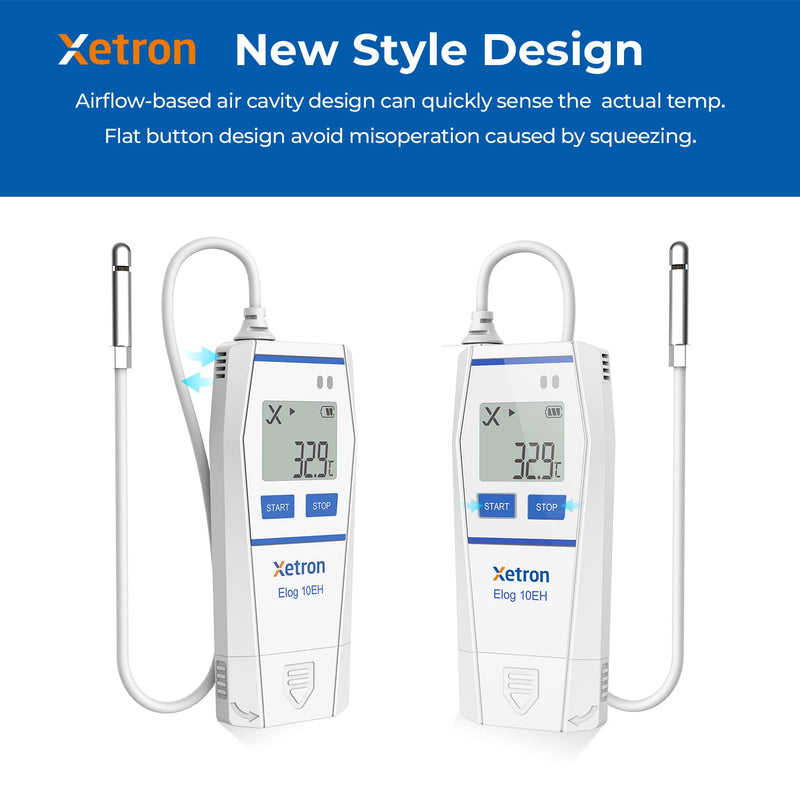  [AUSTRALIA] - Xetron Elog10EH Temperature Logger 32000 Point, Data Logger Humidity Meter with External Sensor, Data Logger PDF Export for Data Analysis Temperature Measuring Range -30~70°C