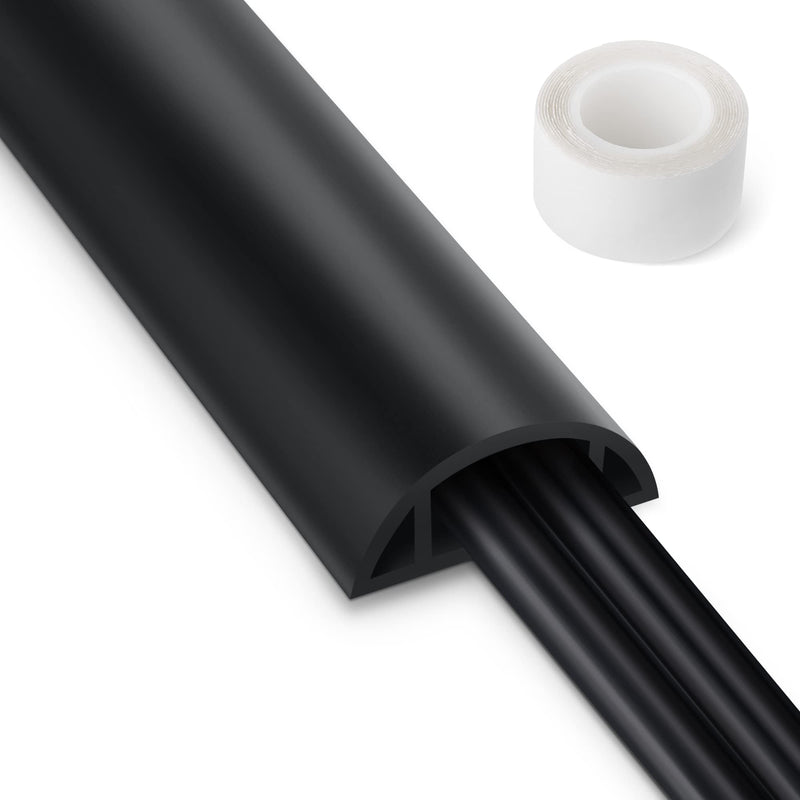  [AUSTRALIA] - 5.5FT Cord Cover Floor, Black Cord Hider Floor, Extension Cable Cover Power Cord Protector Floor, Cable Management Hide Cords on Floor - Soft PVC Wire Covers - Cord Cavity: 0.7" (W) x 0.4" (H) 5.5 feet