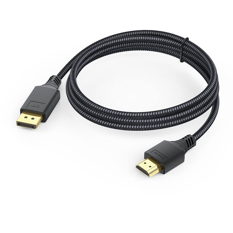  [AUSTRALIA] - DispalyPort to HDMI Cable 6 feet, DteeDck DP Dispaly Port to HDMI Cable Adapter Braided Cord Male to Male for Monitor HDTV Display Projector Compatible with Lenovo HP ASUS Dell and Other Brand 1 Black-6ft