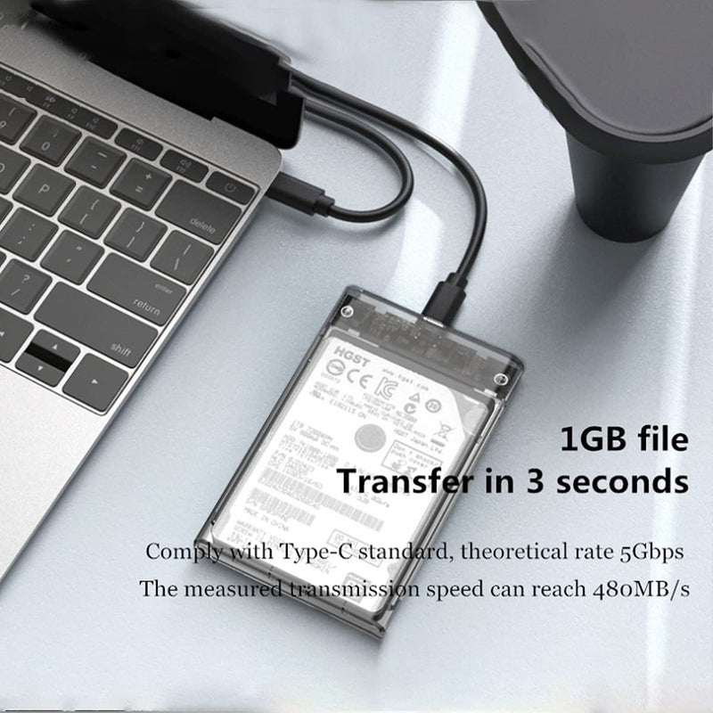  [AUSTRALIA] - Reletech 2.5” Type-C External Hard Drive Enclosure USB C 3.1 Gen2 6Gbps to SATA III 7/9.5mm External HDD/SSD Case Tool Free  Support UASP Up to 4TB Function Compatible with