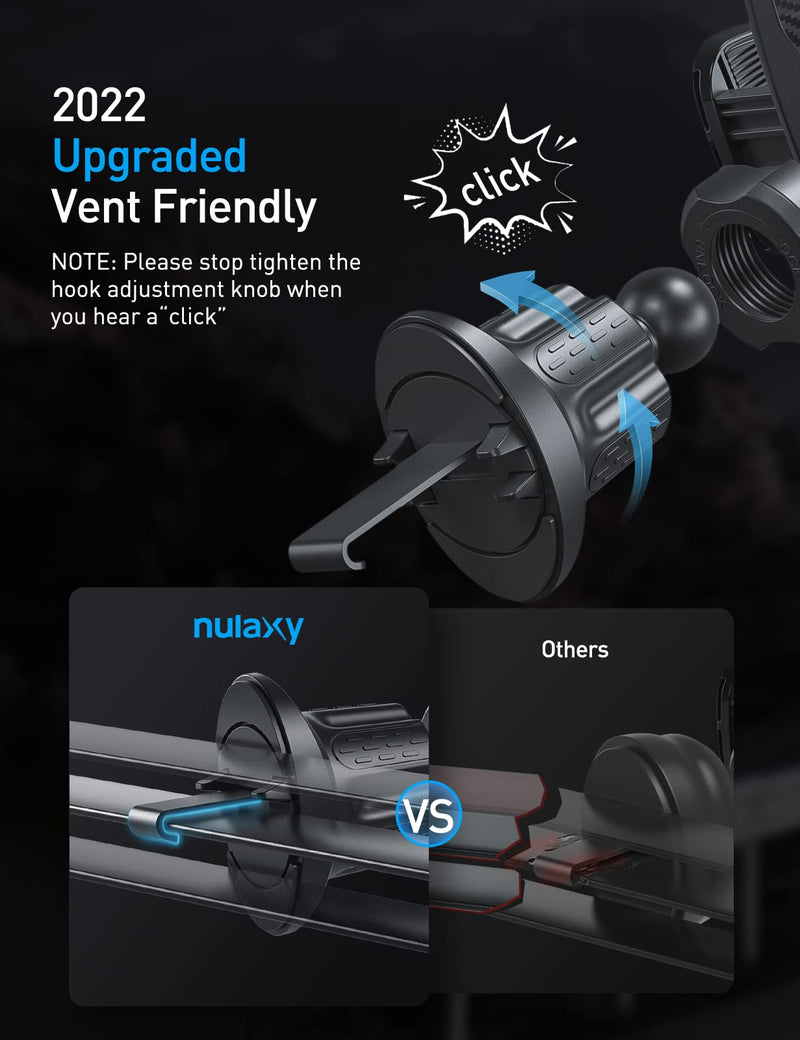  [AUSTRALIA] - Nulaxy KM21 Bluetooth FM Transmitter for Car, Car Bluetooth Adapter W Air Vent Clip, Car Radio Bluetooth Hand-Free Call & Nulaxy 2022 Upgraded Vent Friendly Car Phone Holder Mount