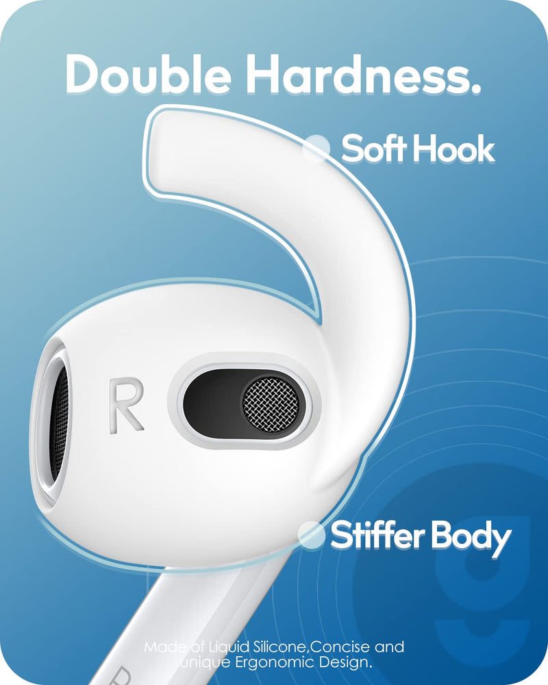  [AUSTRALIA] - Gcioii 3 Pairs AirPods 3 Ear Hooks Covers [Added Storage Pouch] Anti Slip Wings Ear Covers, Grip Tips Accessories Compatible with Apple AirPods 3rd Generation (White, Medium) White