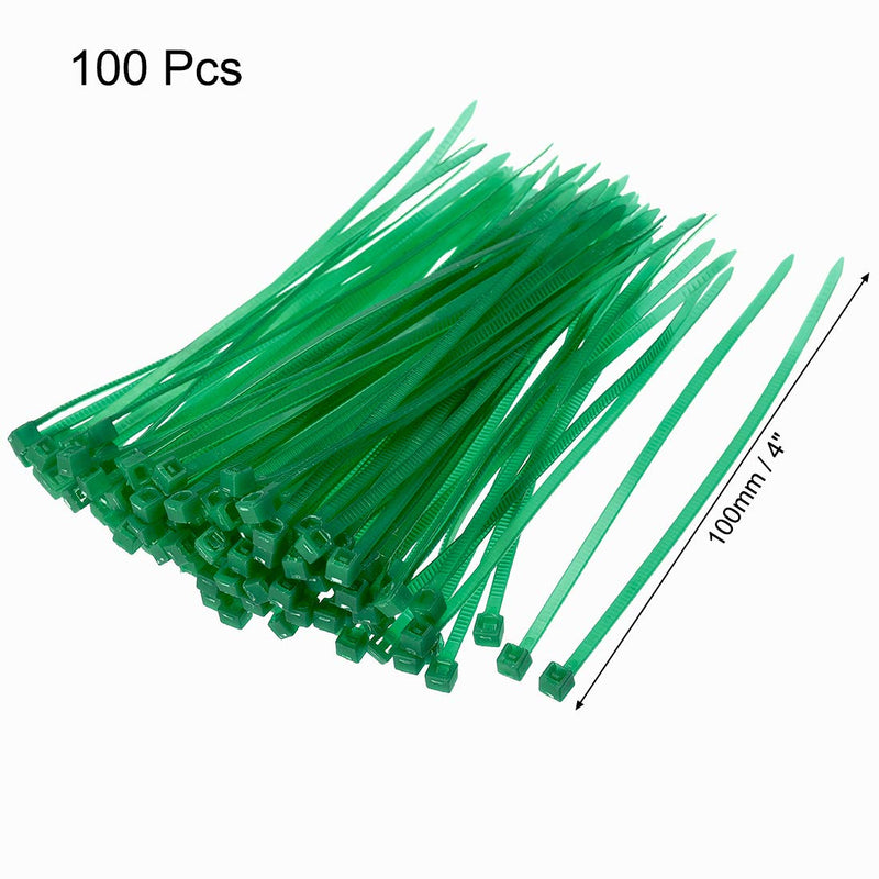  [AUSTRALIA] - uxcell Nylon Cable Ties 4 Inch Self-Locking Zip Ties 0.09 Inch Width Green 100pcs