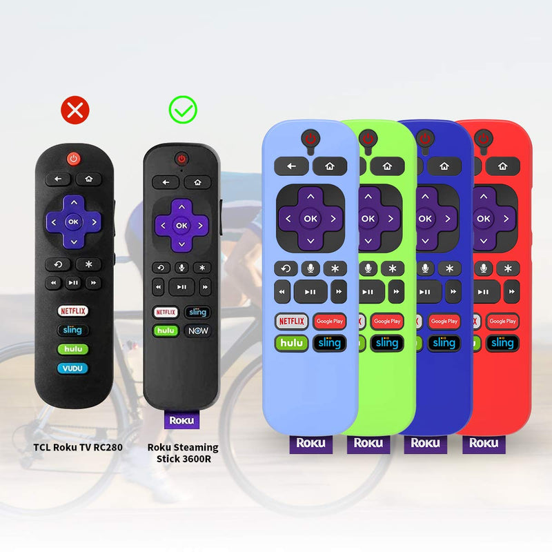  [AUSTRALIA] - [4 Pcs] for TCL Roku TV Steaming Stick 3600R Remote Case, Woocon Silicone Case Anti/Drop/Slip/Scratch/Dust,Universal Sleeve for RCAL7R/3921/3800/3810