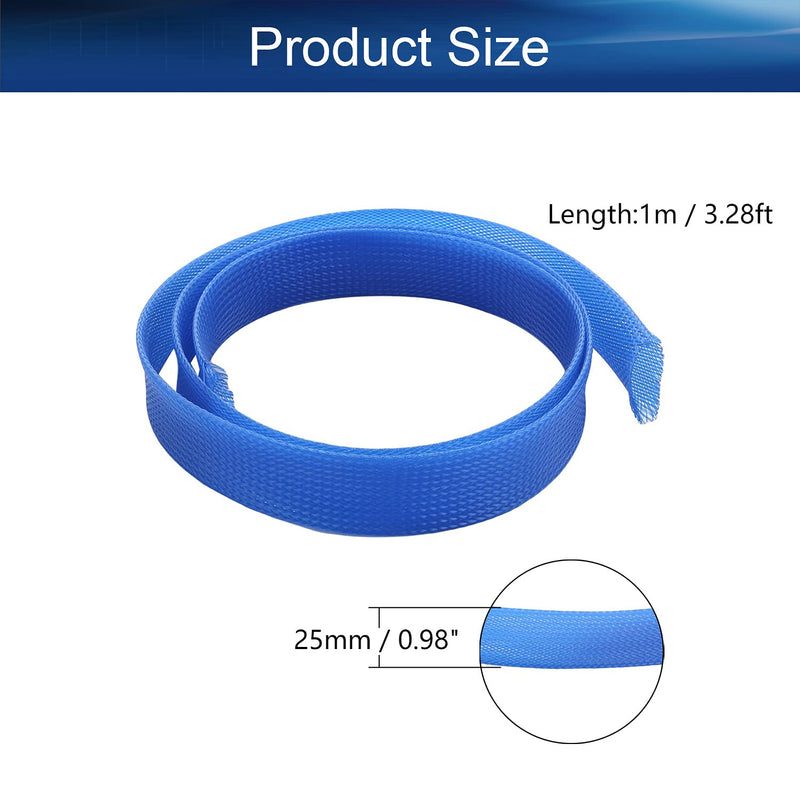  [AUSTRALIA] - Bettomshin 1m/3.28ft PET Expandable Braid Cable Sleeving Flexible Wire Mesh Sleeve Blue