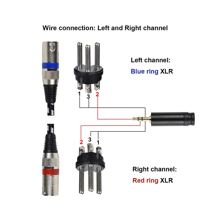  [AUSTRALIA] - Mugteeve Dual XLR to 1/8 Stereo AUX Cable, Double XLR Male y Splitter Cord to 3.5mm TRS Mini Headphone Jack, OFC Shield no Hum no Buzz, for Studio Monitor Speakers, Laptop, DMX Adapter-10feet 10Feet