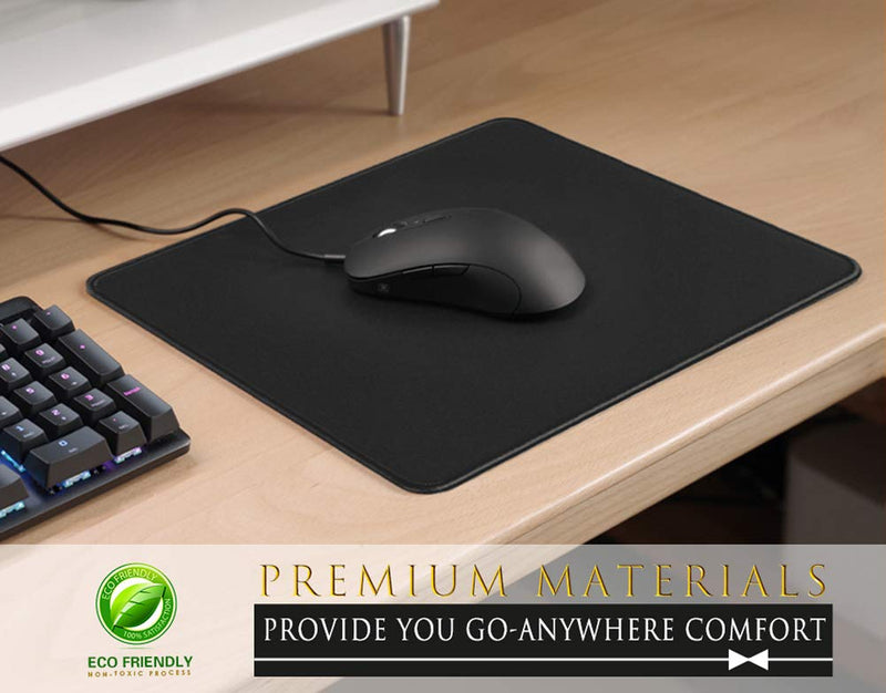  [AUSTRALIA] - MROCO Mouse Pad [30% Larger] with Non-Slip Rubber Base, Premium-Textured & Waterproof Computer Mousepad with Stitched Edges, Mouse Pads for Computers, Laptop, Gaming, Office & Home, 8.5 x 11 in, Black LARGE (8.5" x 11") Office/ 1 Pack