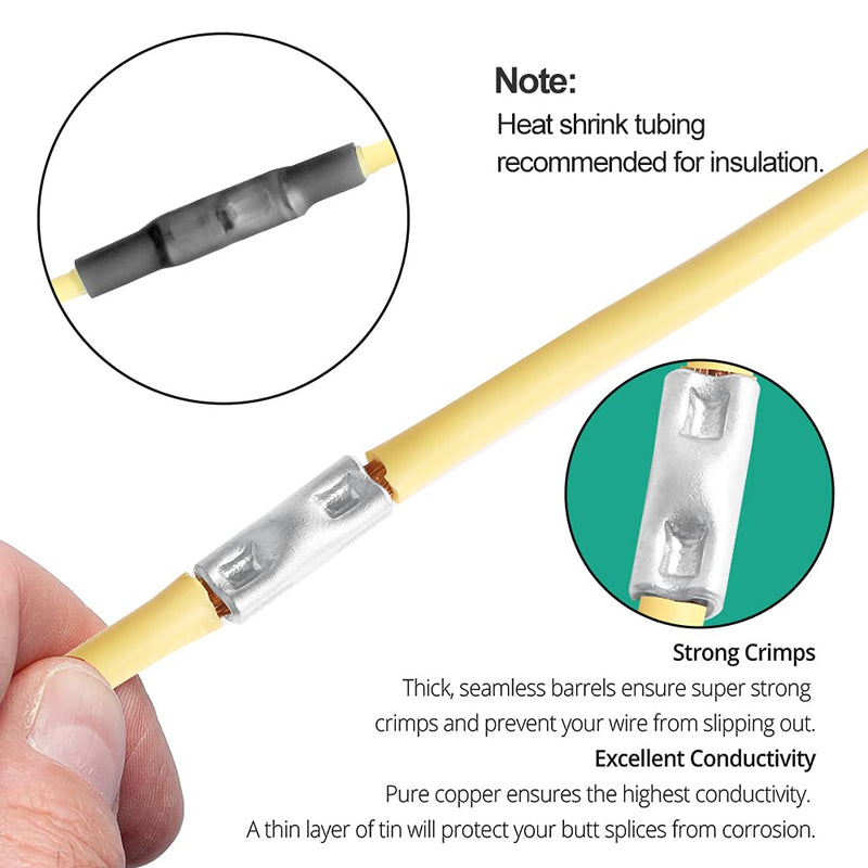  [AUSTRALIA] - AIRIC Non Insulated Butt Connectors 10pcs 4 Gauge Electrical Wire Seamless Uninsulated Butt Connectors Crimp Ferrule Terminals AWG 4 10